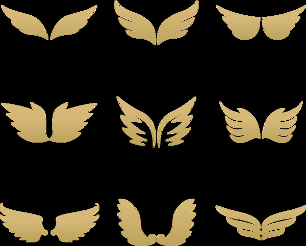 抽象金色翅膀插图免抠png透明图层素材