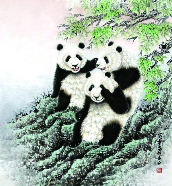 国画熊猫图片
