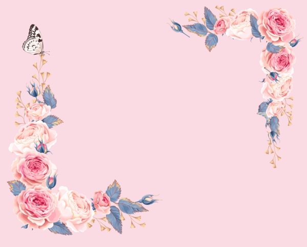 粉色玫瑰花装饰边框
