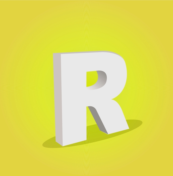 三維矢量字母R文本