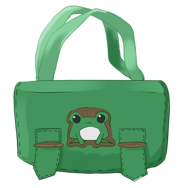 绿色小青蛙背包元素