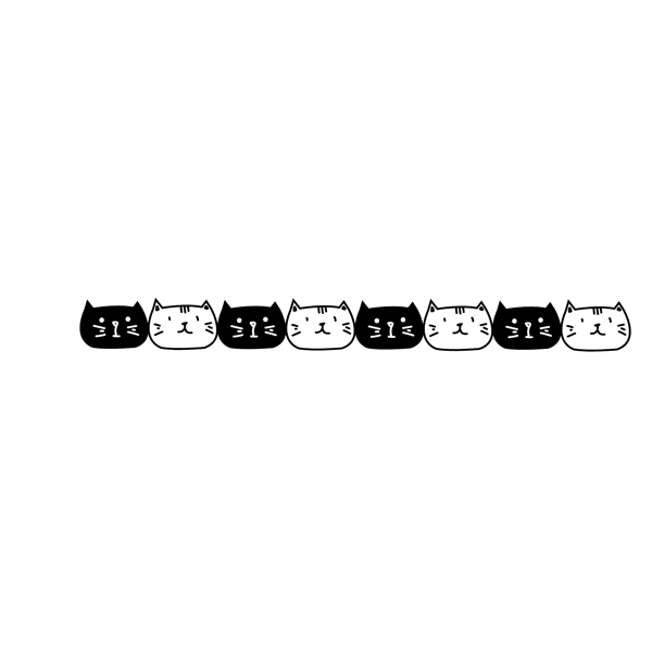 黑白猫咪分割线插画