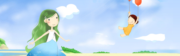 卡通人物背景banner