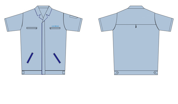 短袖工作服工裝勞保服效果圖設(shè)計