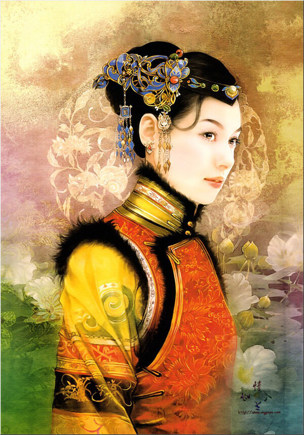 手繪古裝美女圖片