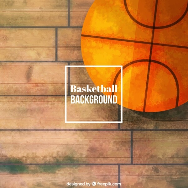 彩绘地板上的篮球矢量素材