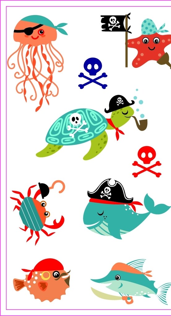 卡通海盗纹身贴素材