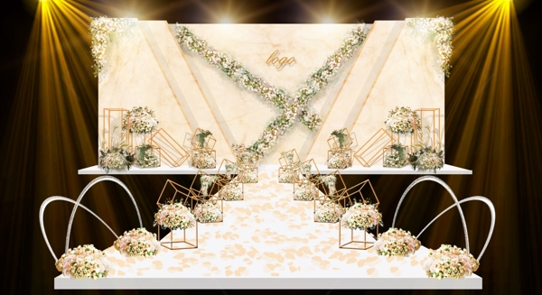 香槟色金色板材铁艺婚礼设计
