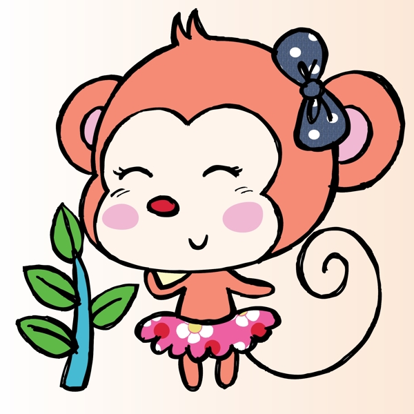 印花矢量圖可愛(ài)卡通卡通動(dòng)物猴子色彩免費(fèi)素材