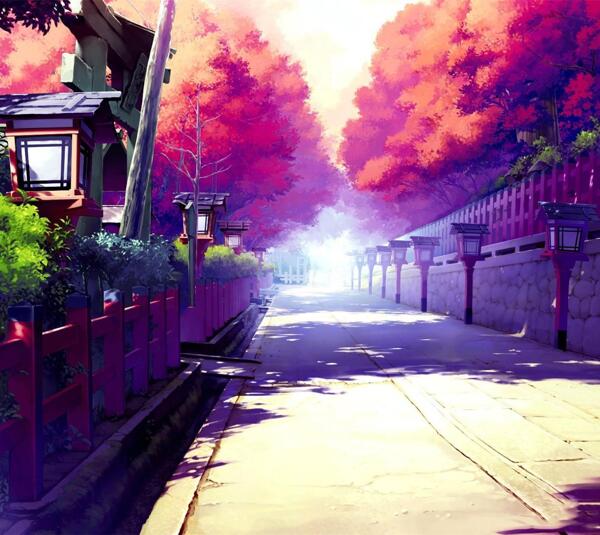 日系風(fēng)格午后楓葉街道