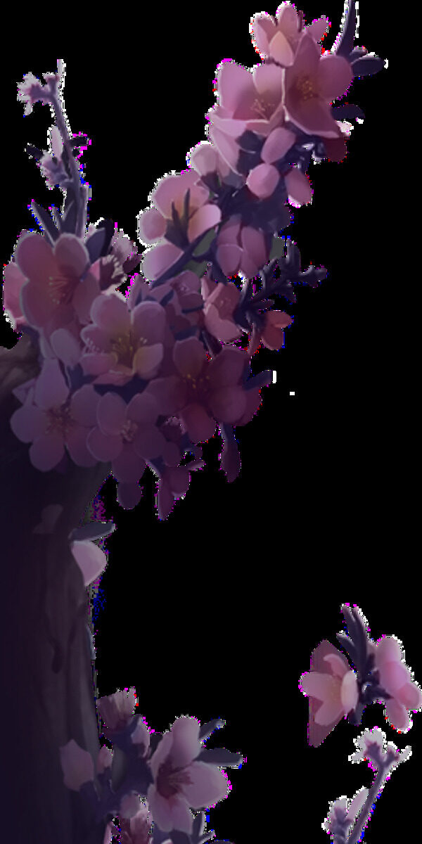 工筆畫梅花透明裝飾素材