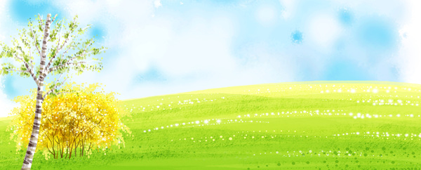 唯美田野大樹春季banner背景素材