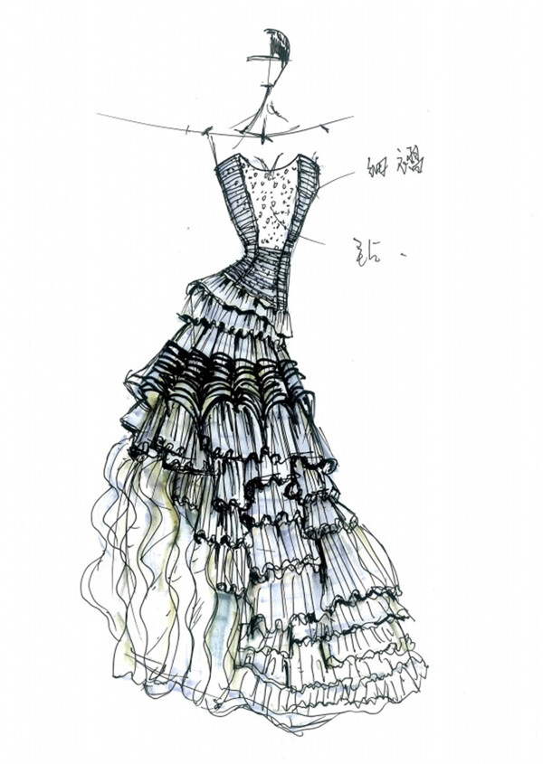 花朵斑點(diǎn)禮服設(shè)計(jì)圖