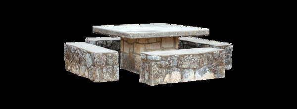 方形石桌石凳png元素