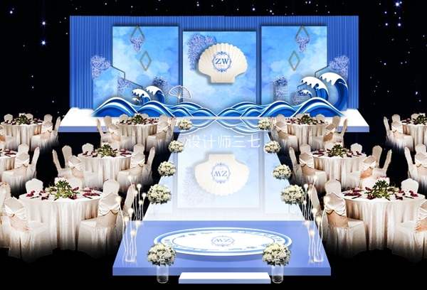 蓝色海洋婚礼工装效果图