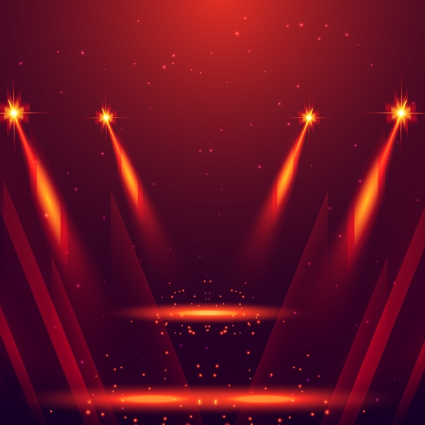 红色舞台炫丽聚光灯背景矢量素材