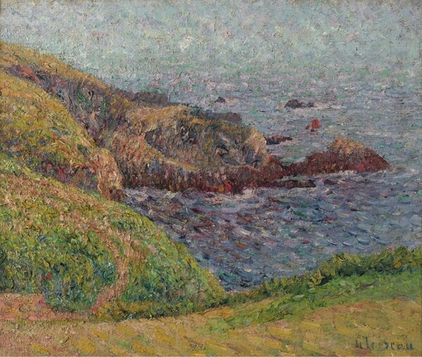 海邊油畫圖片