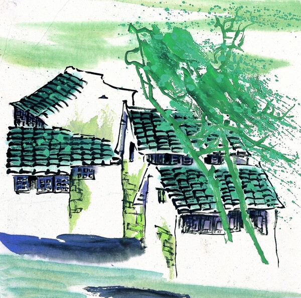 國畫江南水鄉(xiāng)