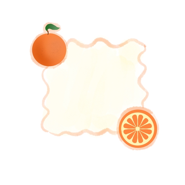 夏日小清新水果边框素材橙子
