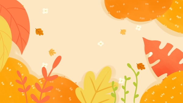 10月你好可爱秋季树叶背景设计