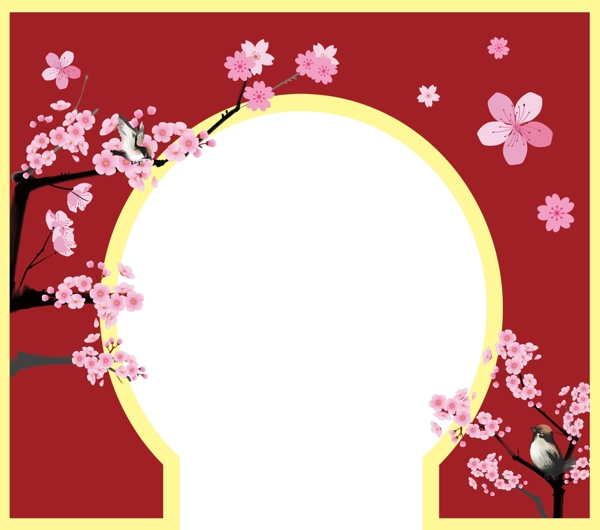 拱門喜鵲紅色中式婚禮婚典桃花等