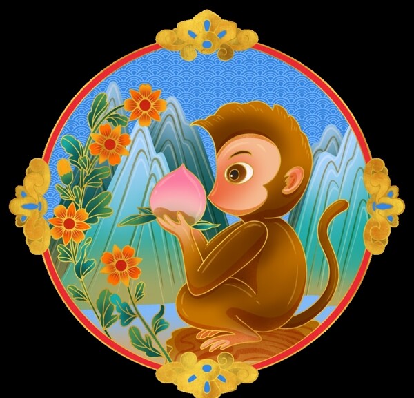 十二生肖猴插画图片
