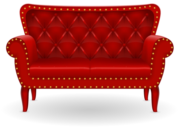 红色皮质沙发矢量元素