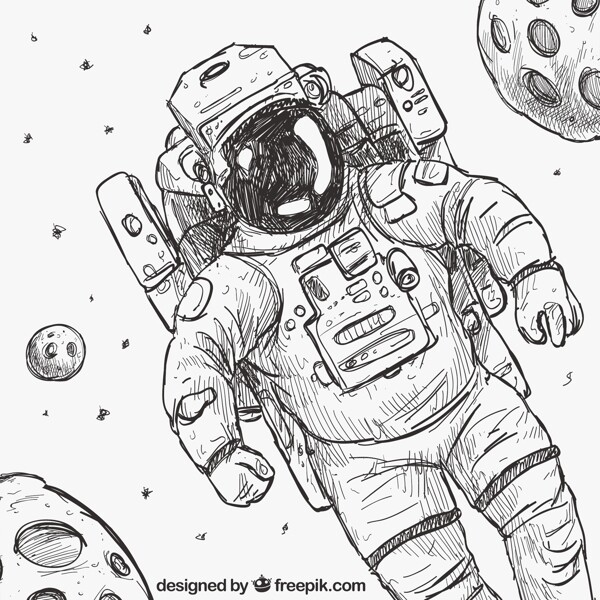 手绘的宇航员
