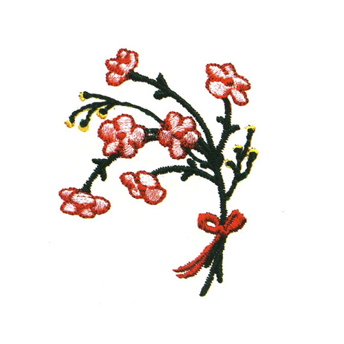 繡花花蝴蝶結(jié)粉色綠色免費素材