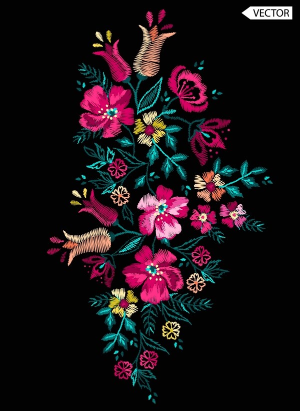 艺术彩色刺绣花纹背景