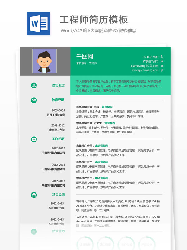 工程師簡歷模板
