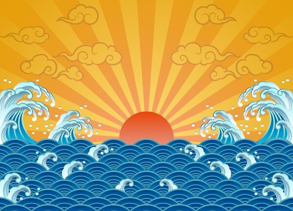太陽祥云矢量圖下載