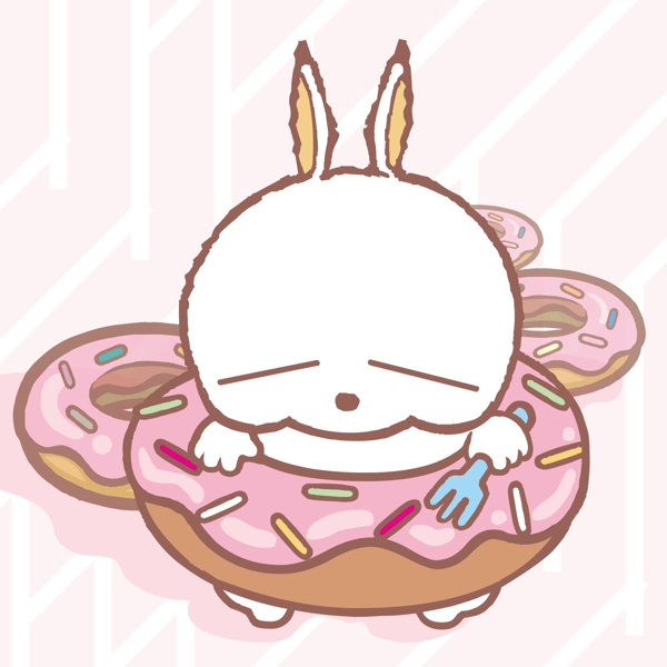 印花矢量图可爱卡通卡通形象流氓兔甜甜圈免费素材