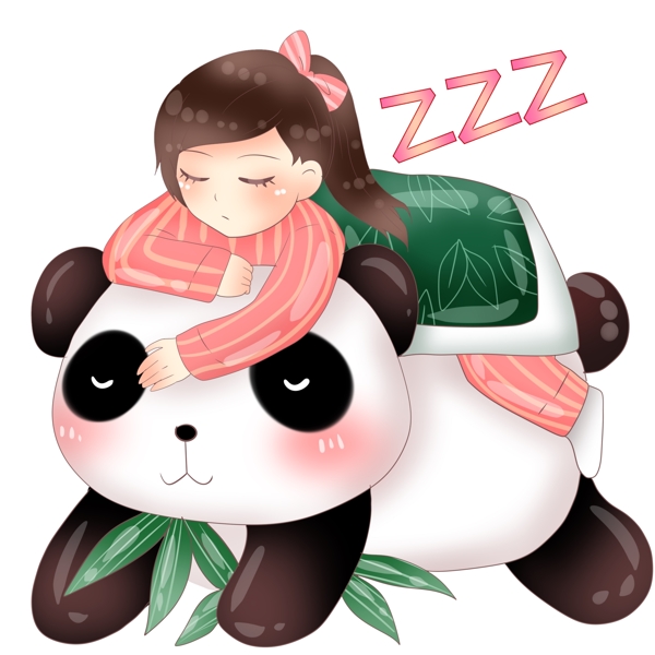 熊猫女孩插画图片