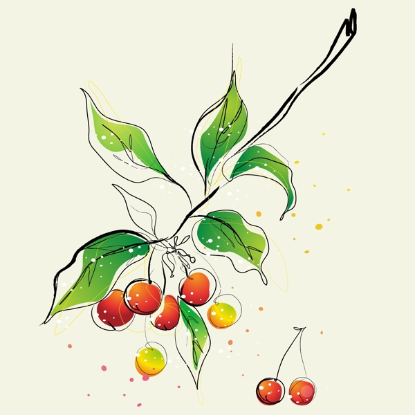 印花矢量圖水果櫻桃色彩紅色免費素材
