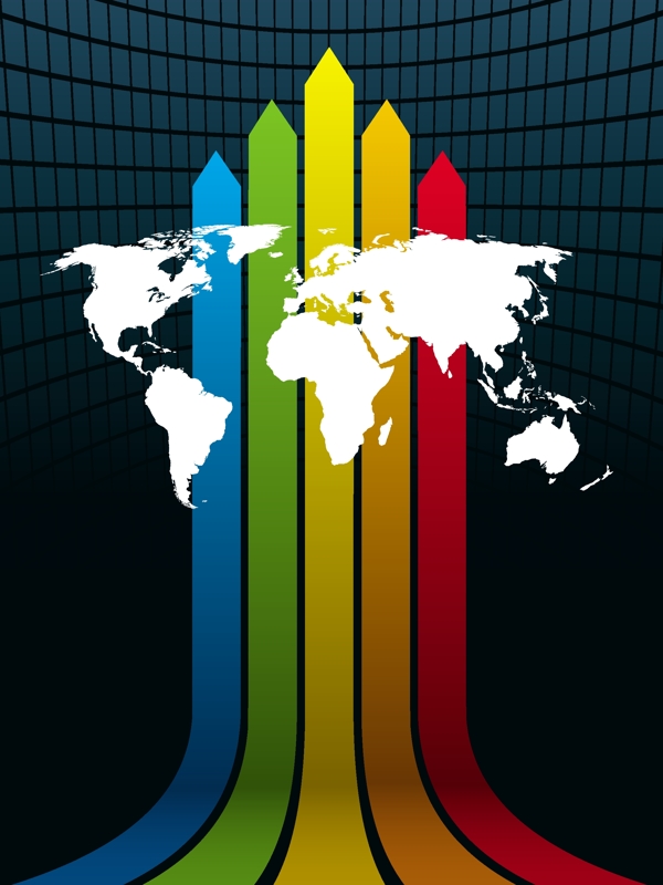 世界的载体材料的空间背景的彩虹线地图