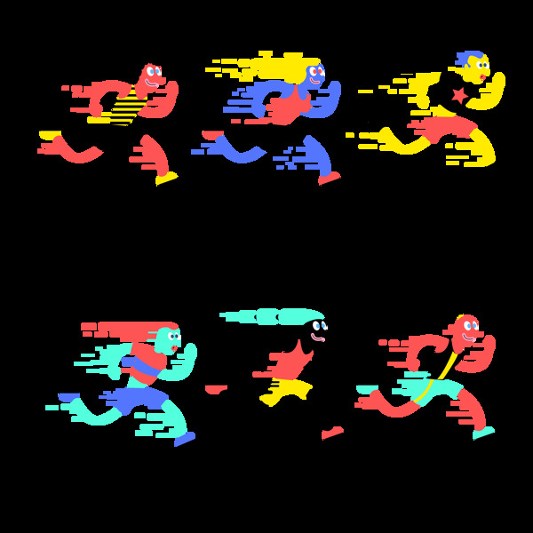 彩色跑步者图形免抠png透明图层素材