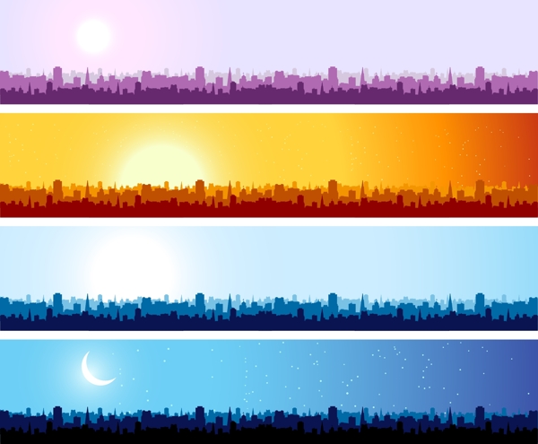 矢量素材城市剪影banner背景