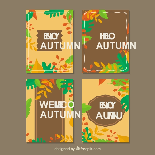 带叶子的秋天卡片