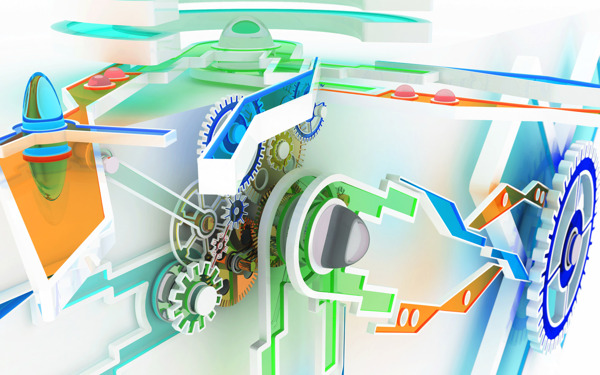 齿轮3D三维立体科幻广告电脑设计图片