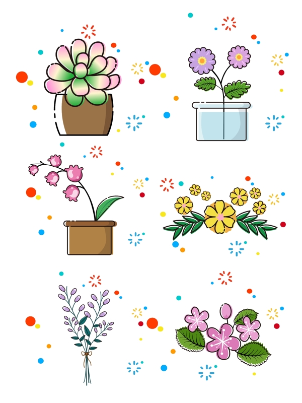 MBE卡通手绘花卉植物花朵可爱矢量
