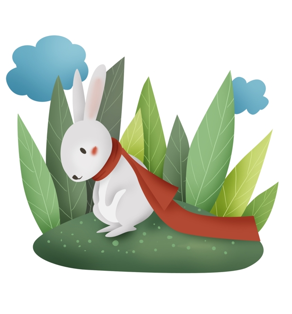 春天草地上的白兔