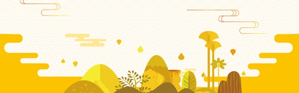 中國風(fēng)插畫黃色背景banner背景