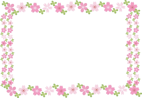 手绘粉红色长方形樱花边框免抠素材