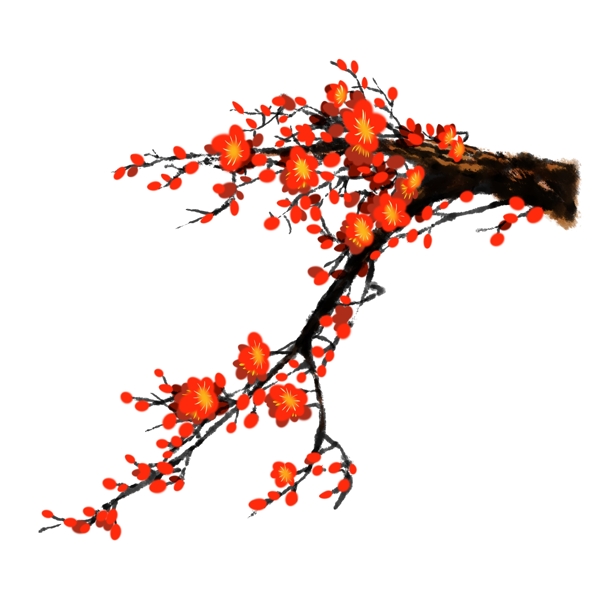 中国风手绘花卉插画梅花素材