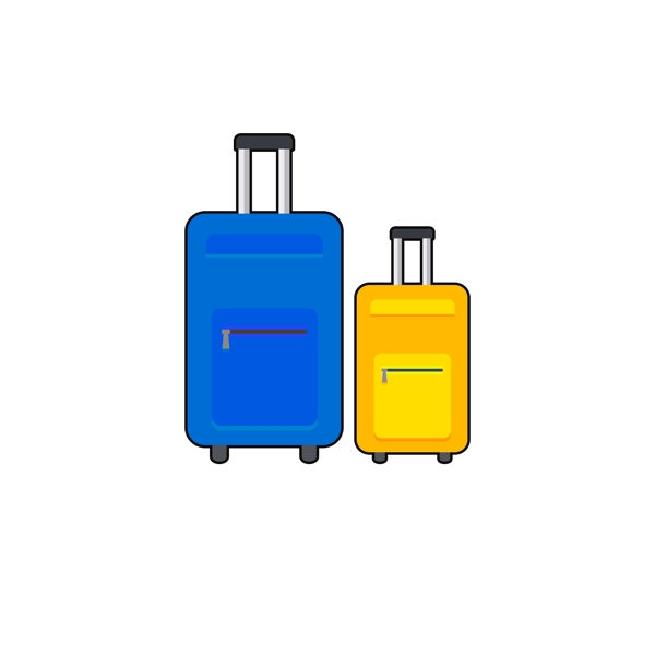 旅行箱子彩色卡通装饰素材设计
