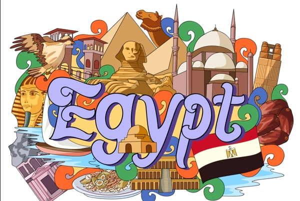 埃及国家手绘插画