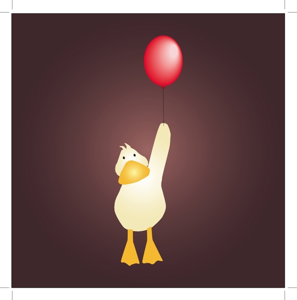 可爱的小鸭红气球矢量