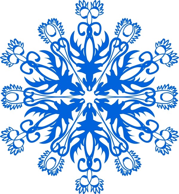手绘卡通蓝色雪花装饰素材