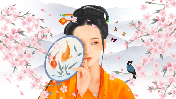寫實唯美古風(fēng)人物插畫
